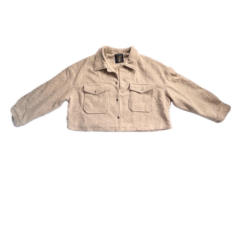 Cavalini Women’s Light Tan Jacket Button Down Warm, Soft & Perfect For Layering